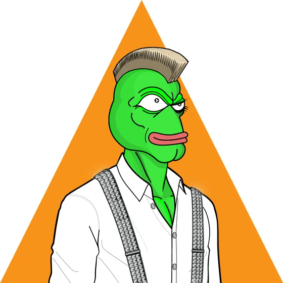 Friggy PEP in a white shirt with Pyramid-Studs suspenders, Clockwork Orange Eyebrow and mohawk