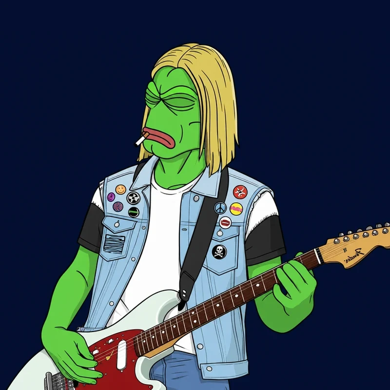 Friggy PEP with the blond Bleach Haircut playing an electric guitar