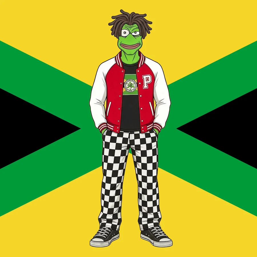 Ska Friggy PEP in the Rock n Roll High School jacket and checkerboard pants